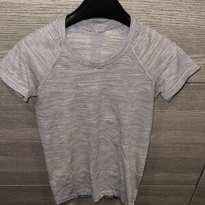 lululemon athletica Black and White Striped Short Sleeve Tee